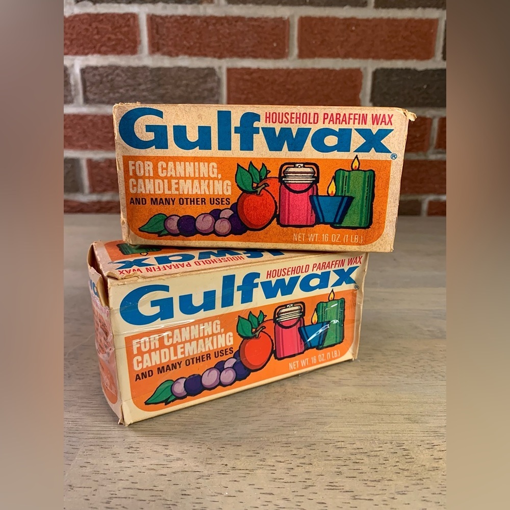 Lot Of 2 GULF WAX PARAFFIN WAX FOR CANNING CANDLE MAKING & MORE IN VTG 2 Pounds